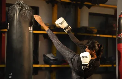 Muay Thai training at BigB MMA Saibaba Colony